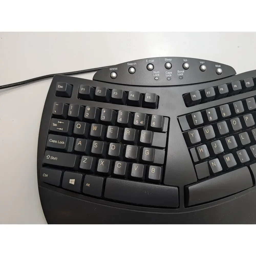 Perixx Periboard-512 Ergonomic Split Keyboard Full Size Hot Keys Palm Rest Black